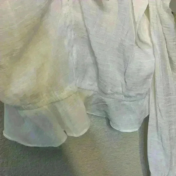 H & m white crop sz 6 preppy feminine bridal Beachy resort vacation ruffle comfy - Picture 5 of 7